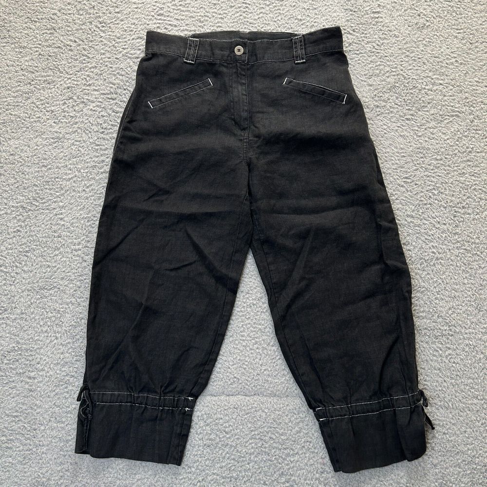 Chicos Pants Women Size 1 US Medium Black Capri Linen Lightweight Outdoors